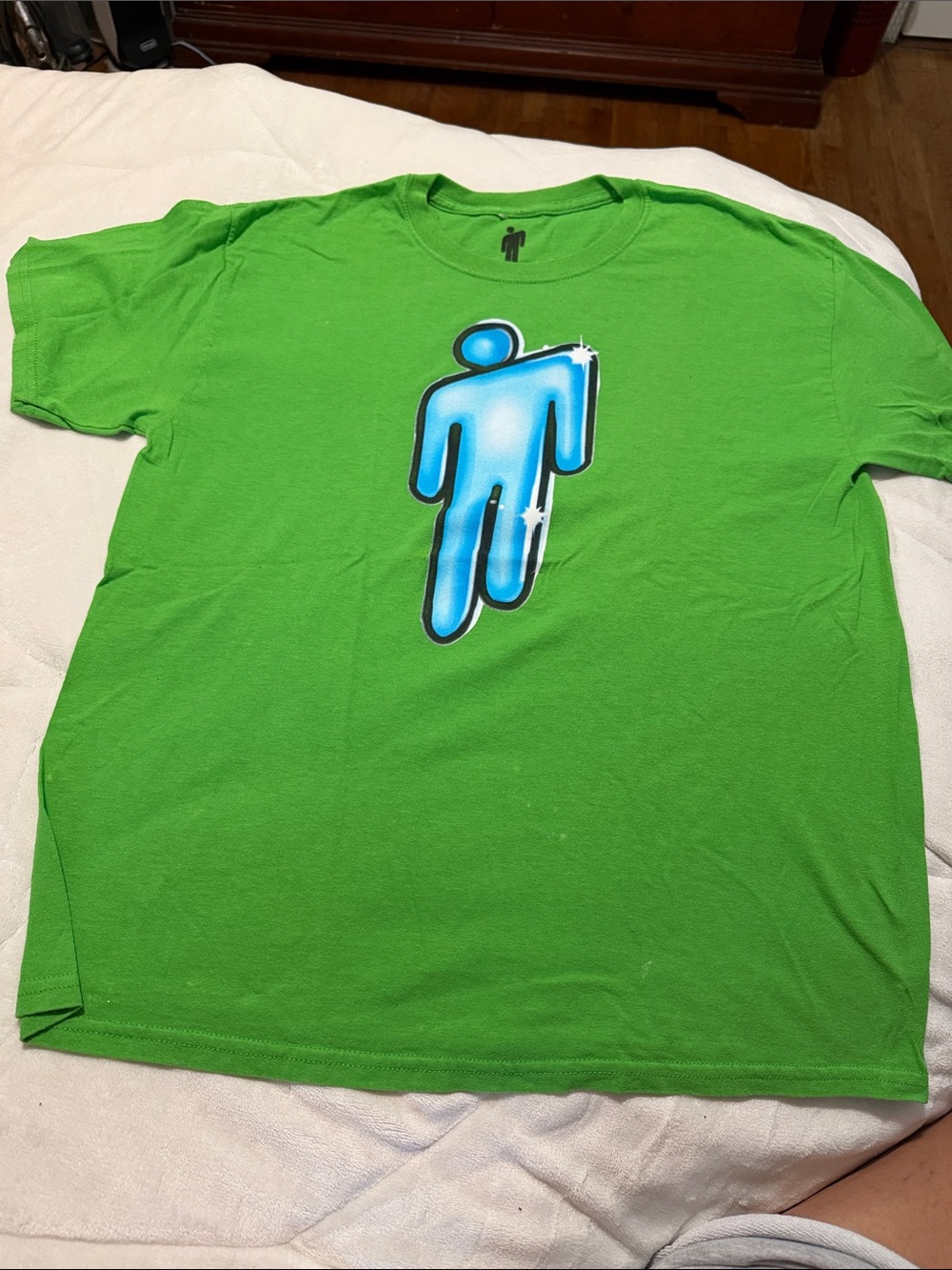 Bright Green Short-Sleeve Graphic Tee with Blue Icon